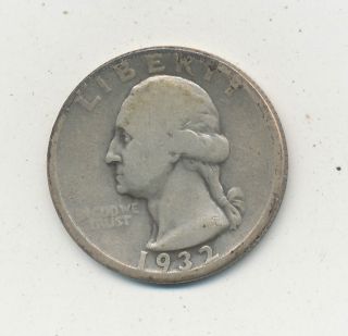 1932 - D Washington Silver Quarter Key Date Circulated First Year Minted photo