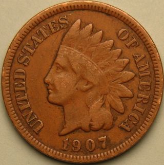 1907 Indian Head Cent,  Liberty Shows,  Ae 225 photo