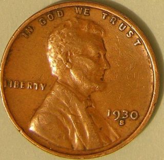 1930 S Lincoln Wheat Penny,  Cent,  Aj - 643 photo