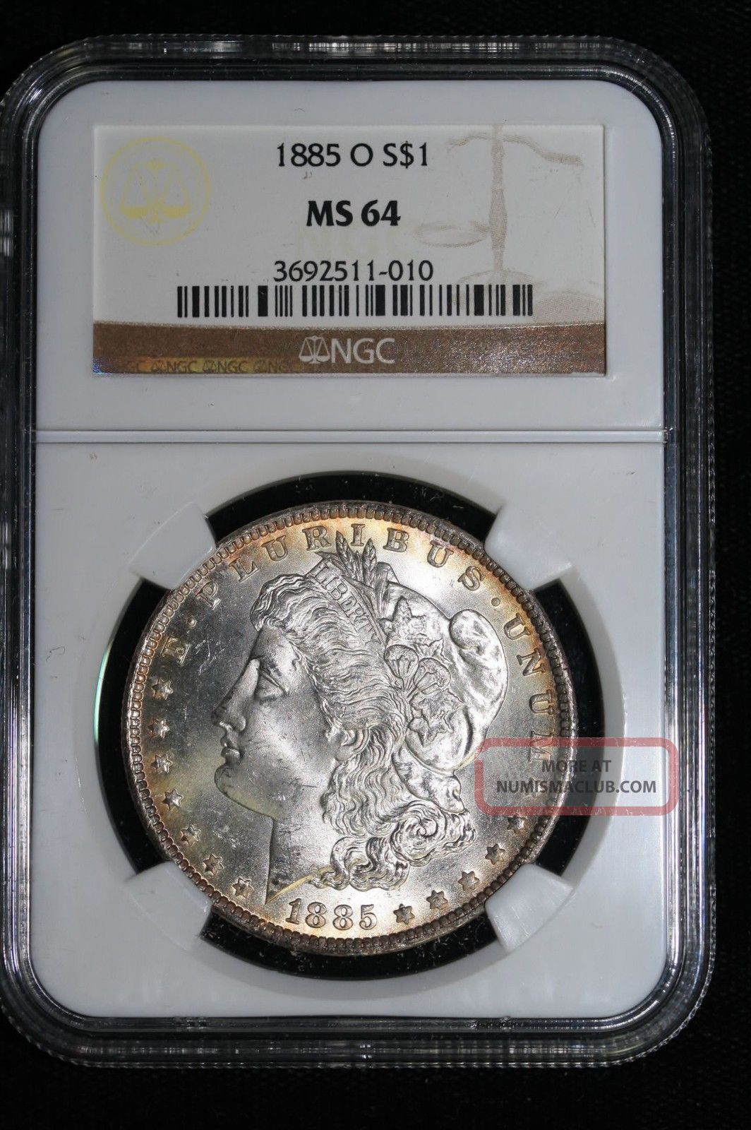1885 O Morgan Silver Dollar Rim Toning Ngc Ms64
