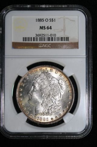 1885 O Morgan Silver Dollar Rim Toning Ngc Ms64 photo