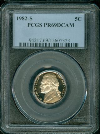 1982 - S Jefferson Nickel Pr69 Dcam Pcgs Proof photo