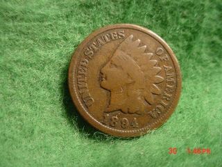 1894 Indian Head Cent,  Good+ photo