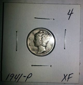 1941 - P Mercury Silver Dime Xf 4 photo