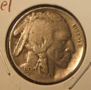 1930 - S Buffalo Nickel Vf Better Date Coin photo