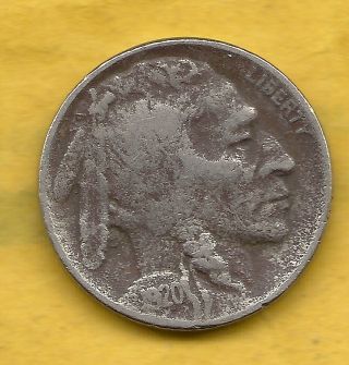 1920 5c Buffalo Nickel,  $3,  Very Good To Fine,  Pretty Coin photo