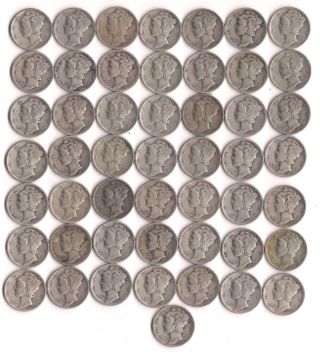 $25 Face 90% Silver Mercury & Roosevelt Dimes 1916 - 1964 Average Circulated photo