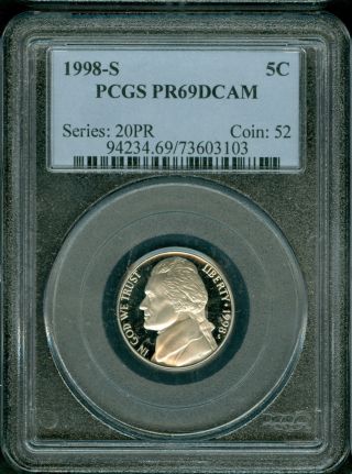 1998 - S Jefferson Nickel Pr69 Dcam Pcgs Proof photo