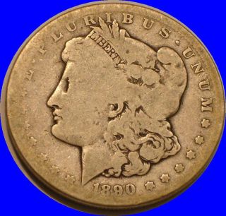 1890 - Cc Morgan Silver Dollar; Carson City Coin Well Worn photo