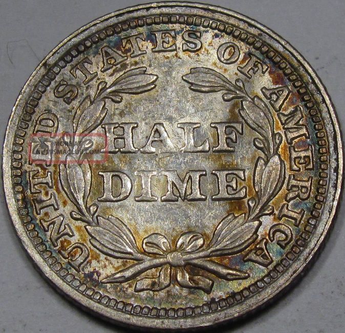 1858 Seated Liberty Half Dime Bu+ With Album Tone Very Pretty Coin