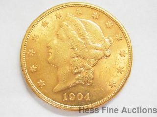 1904 - S $20 Twenty Dollar Coronet Double Eagle United States Gold Coin photo
