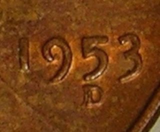 1953 D/d Lincoln Wheat Penny,  Cent,  (rpm 001 Coneca Top 100) Error Af 596 photo