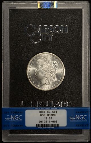 1884 - Cc $1 Gsa Hoard Morgan Silver Dollar Ngc Ms64 photo