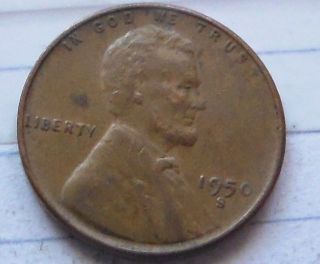 1950 S Circulated Lincoln Wheat Cent. . photo