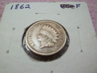 1862 Indian Head Cent,  Copper - Nickel,  F,  Liberty Mostly Visible photo