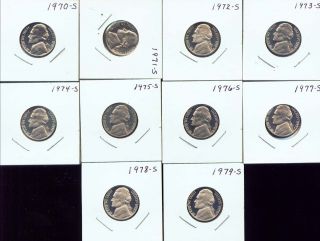 1970 - S - 1979 - S Decade Of Proof Jefferson Nickels Gem Pf (2g240) photo