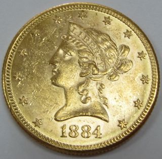1884 - S Us $10 Gold Coronet Head Coin photo