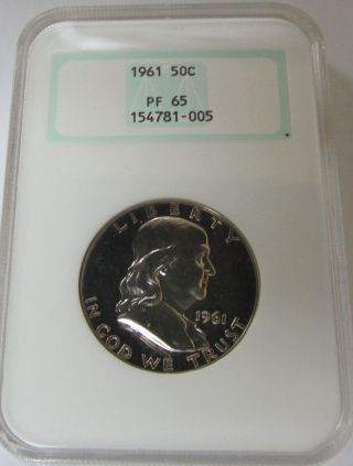 1961 50 Cents (proof) Franklin Half Dollar Ngc Pf 65 Old Thick Holder photo