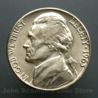 1963 - D Jefferson Nickel 5c Us Coin Bu photo