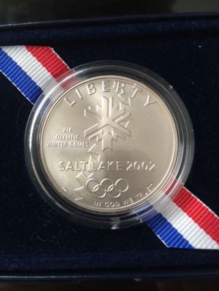 2002 Salt Lake City Silver Dollar Winter Olympic Bu Coin Commemorative photo