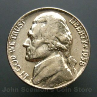 1958 Jefferson Nickel 5c Us Coin Bu photo