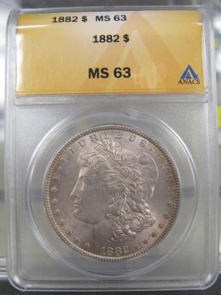 1882 Anacs Graded Ms 63 Morgan Dollar photo