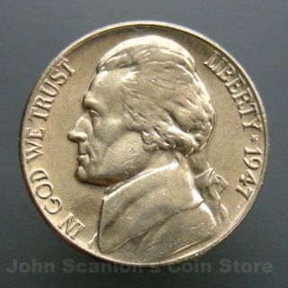 1947 Jefferson Nickel 5c Us Coin Bu photo