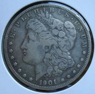 1901 - O Morgan Silver Dollar Strong Fine With Eye Appeal Problem Cbdb photo