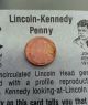 1994 Lincoln - Kennedy Penny On Collectors Card Ungraded Small Cents photo 2