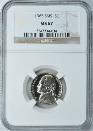 1965 Jefferson Sms Nickel 5c Ngc Ms67 photo