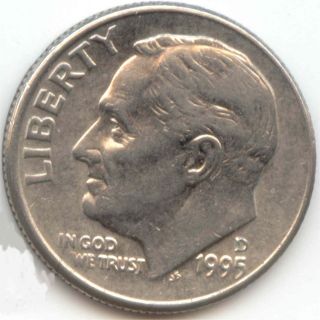 Usa 1995d American Dime 10c Ten Cent Piece Roosevelt 1995 D Exact Coin photo