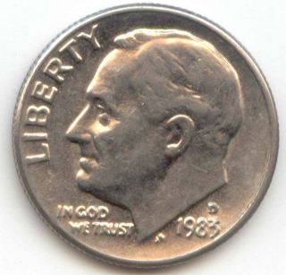 Usa 1983d American Dime 10c Ten Cent Piece Roosevelt 1983 D Exact Coin photo