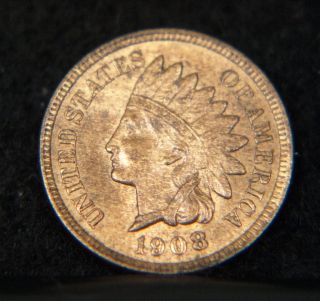 1908 Indian Head Cent Red Choice Bu (c0400) photo