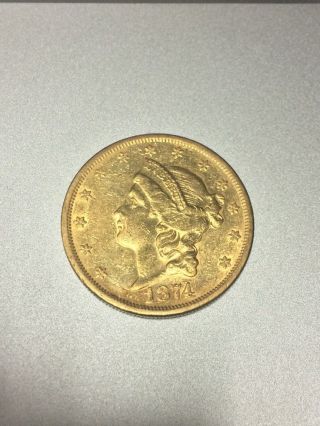 1874 Us Liberty Head Double Eagle $20 Gold Coin photo
