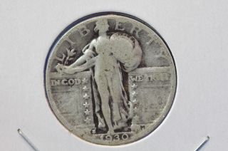 1930 - S 25c Standing Liberty Quarter Average Circulated Coin 5457 photo
