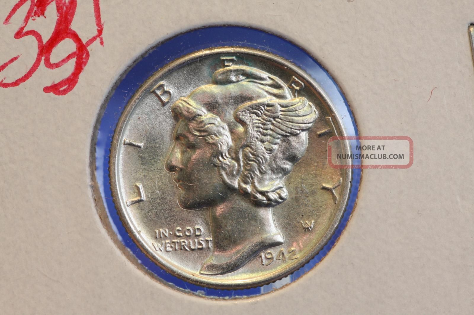 1942 mercury dime with a w