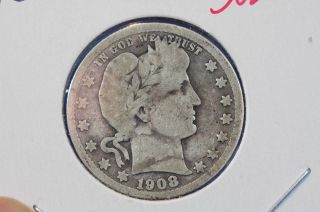 1908 - O 25c Barber Quarter Well Circulated $coin Store 3020 photo