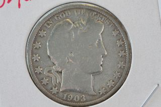 1903 - O 50c Barber Half Dollar Well Circulated Coin 2840 photo