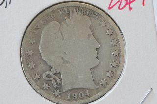 1904 - O 50c Barber Half Dollar Average Circulated Condtion Coin 2847 photo