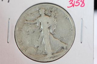 1920 - D 50c Walking Liberty Half Dollar,  Wizzed Circulated Early Date.  3158 photo