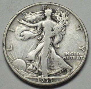 1935 S Walking Liberty Silver Half Dollar Grading Fine Z268 photo