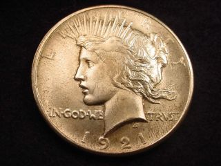 1921 Peace Dollar Extraordinary Bu Key Date Coin 3r photo