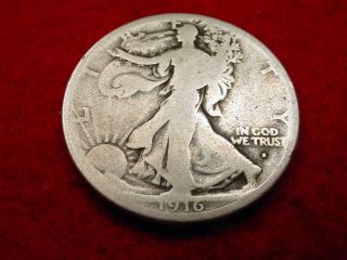 1916 - S Walking Liberty Half Dollar Very Good Coin 4 photo