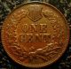 1874 Indian Head Cent Red/brown Choice Au Has Error On Obverse Small Cents photo 1