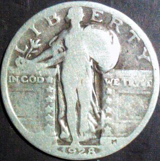 1928 Standing Liberty Quarter 90% Silver Coin photo