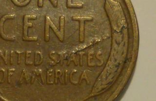 1918 - (p) Lincoln Wheat Penny Reverse Lamination Error photo