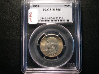 1951 Washington Quarter Dollar Pcgs Ms66   M86 photo
