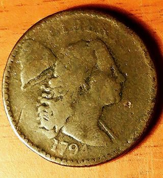 1794 1c Head Of 1794 Bn Flowing Hair Large Cent photo