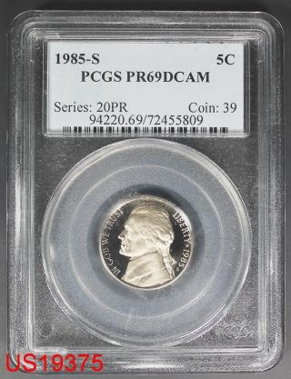 1985 - S Proof Jefferson Nickel Pcgs Pr - 69 Deep Cameo photo
