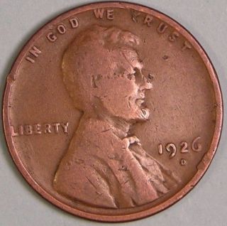 1926 D Lincoln Wheat Penny,  Cent,  Jc 840 photo